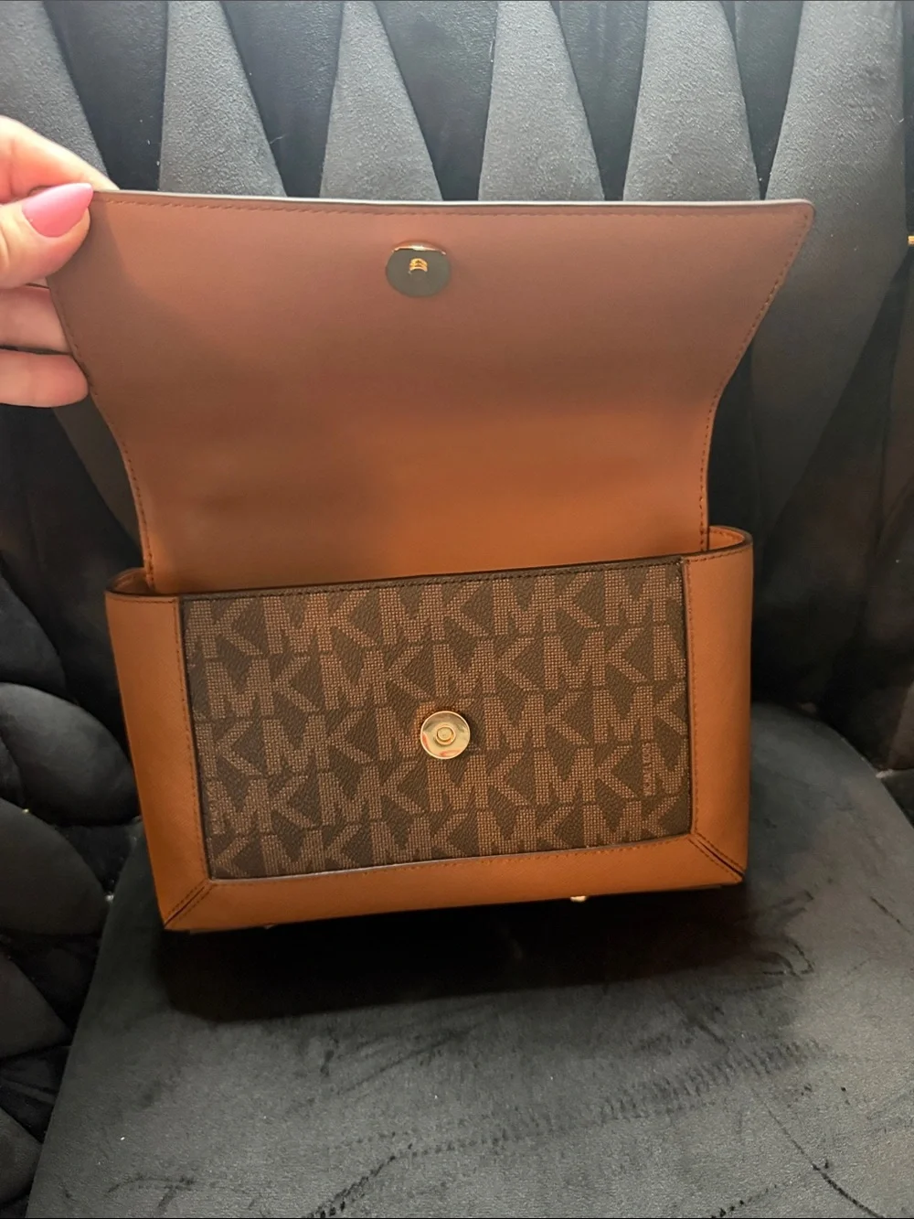 Michael Kors Brown and Dark Brown Logo Crossbody Bag